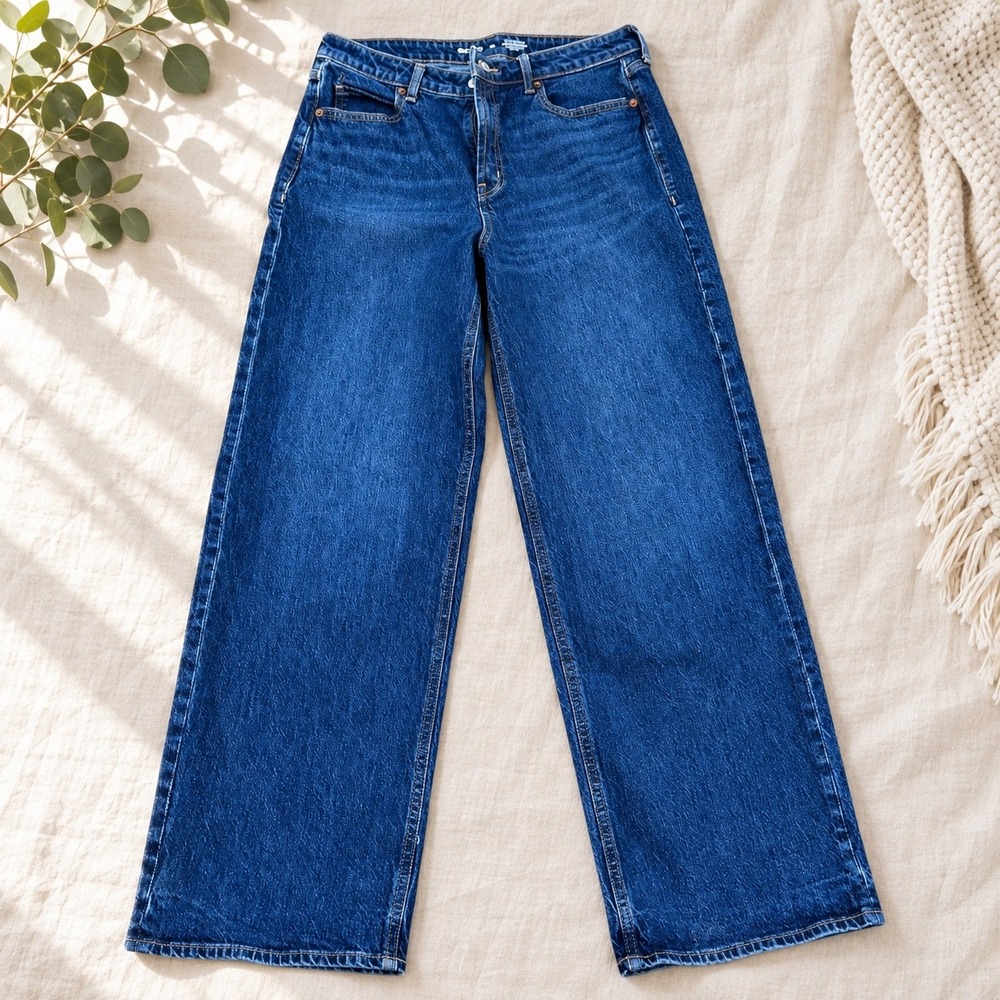Old Navy Sky-Hi Wide Leg Jeans Women's 10 Extra High Rise Dark Wash Y2K